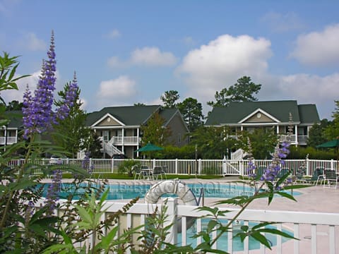 Residential area with pool and greenery